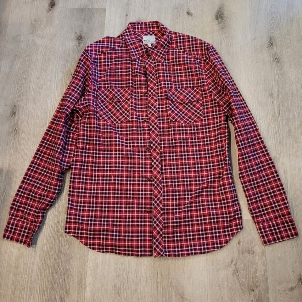 Wesc Red Plaid Button Down Shirt Size Large